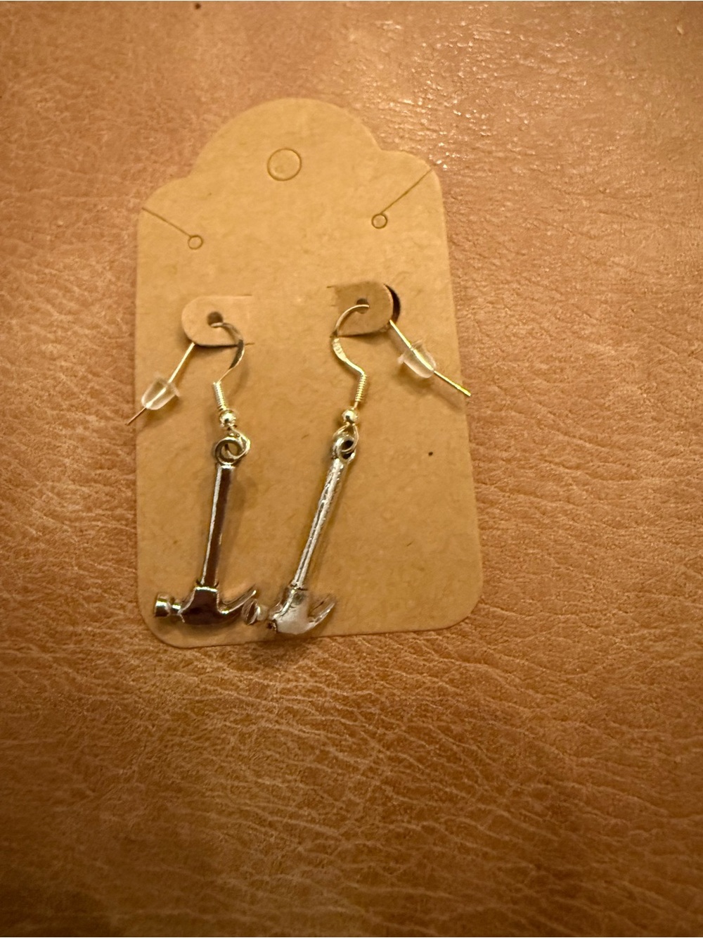 Hammer Charm Dangle Earrings - Silver Tone with 925 Sterling hook